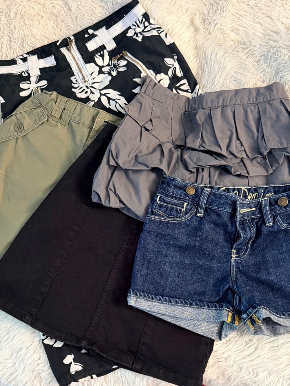 Girls Clothing Lot 6 Pieces Size 7-8 GAP Benetton Denim Shorts Skirt Pants